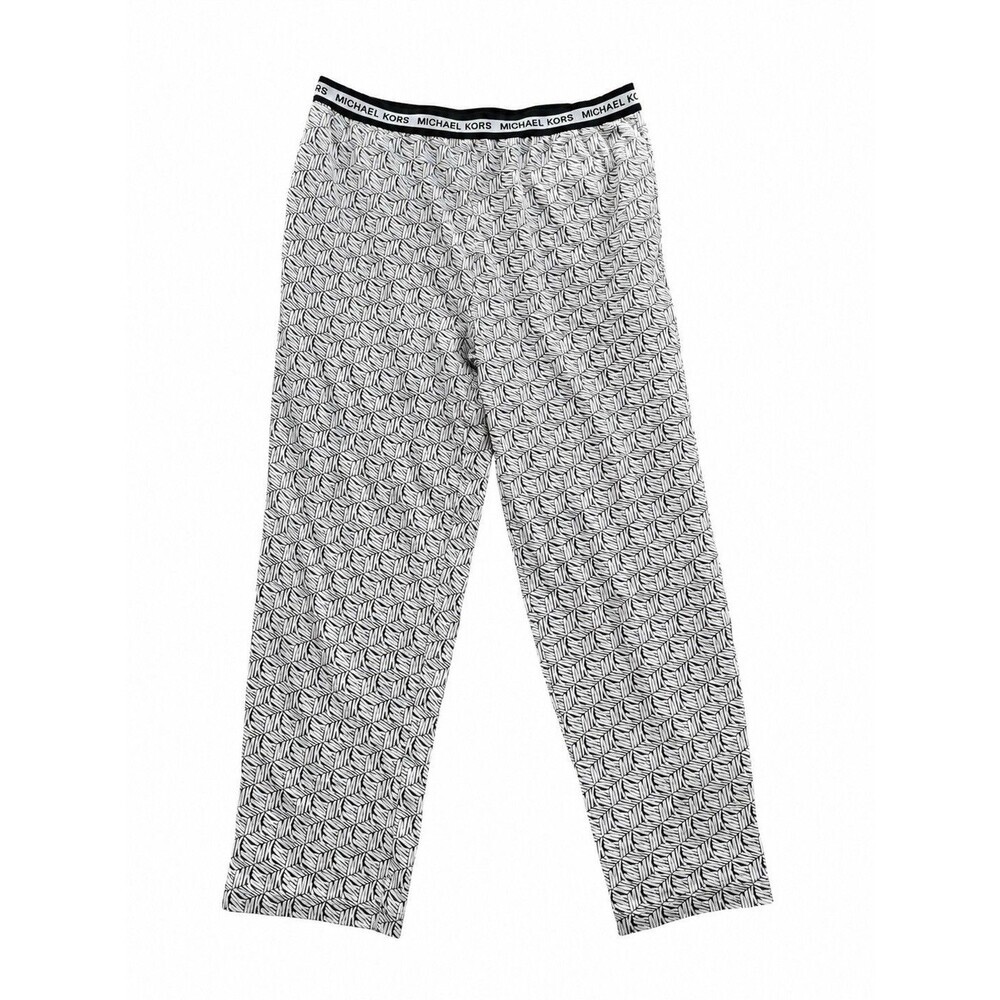 Michael Kors Mens Sleep Lounge Pants Gray Black Geometric Print Stretch Size L